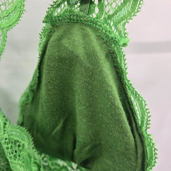 Lovepoem by Block Neon Green Racerback Lace Bralette Cami Size Medium/Large - Picture 4 of 5